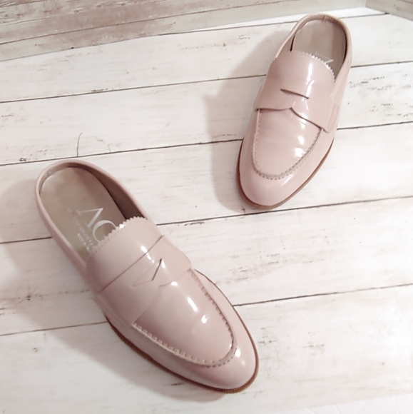 Agl Shoes - AGL pink penny loafer mules